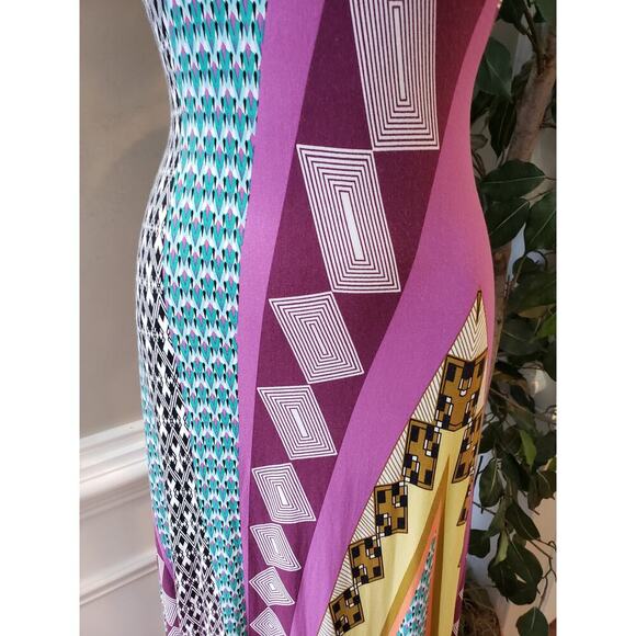 Luz & Sombra Long Maxi Dress Women Medium Multi Geo Print Wide Strap Square Neck - Picture 9 of 11
